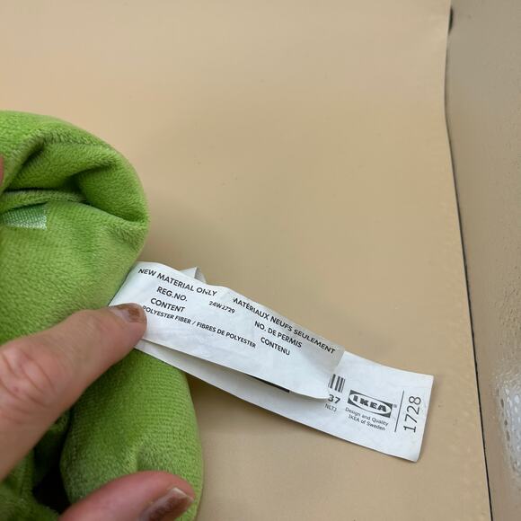 Ikea Green Dinosaur Hand Puppet Plush Laskig Stuffed Dragon Spike Teeth Red Fun - Picture 6 of 7